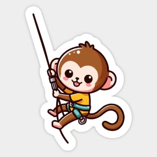 Cute monkey Abseiling Sticker